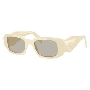 New PRADA White Rectangle SPR17W 21D-5J2 Sunglasses Women